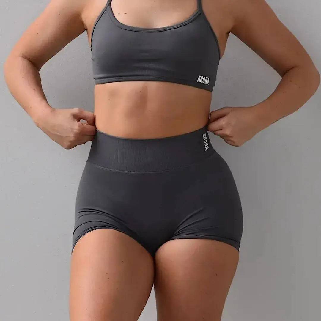 Trinity High Waisted Scrunch - Charcoal - AROHA.