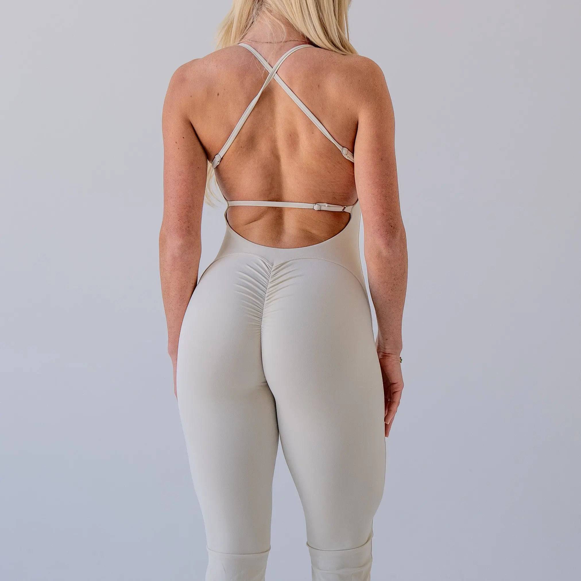 Jayde Flare Jumpsuit- Beige - AROHA.