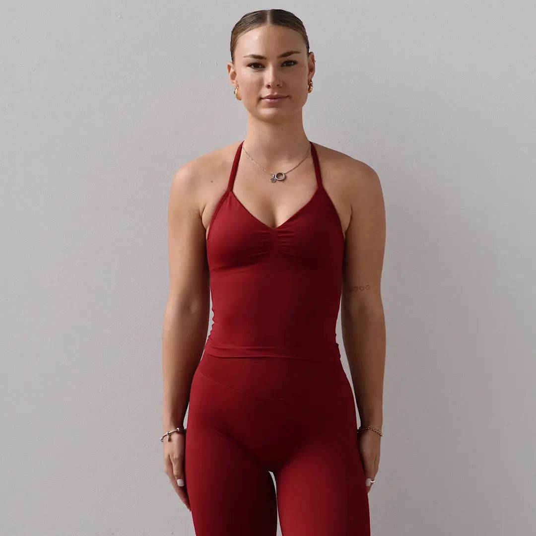 Kaia 2.0 Longline Singlet - Dark Cherry AROHA.