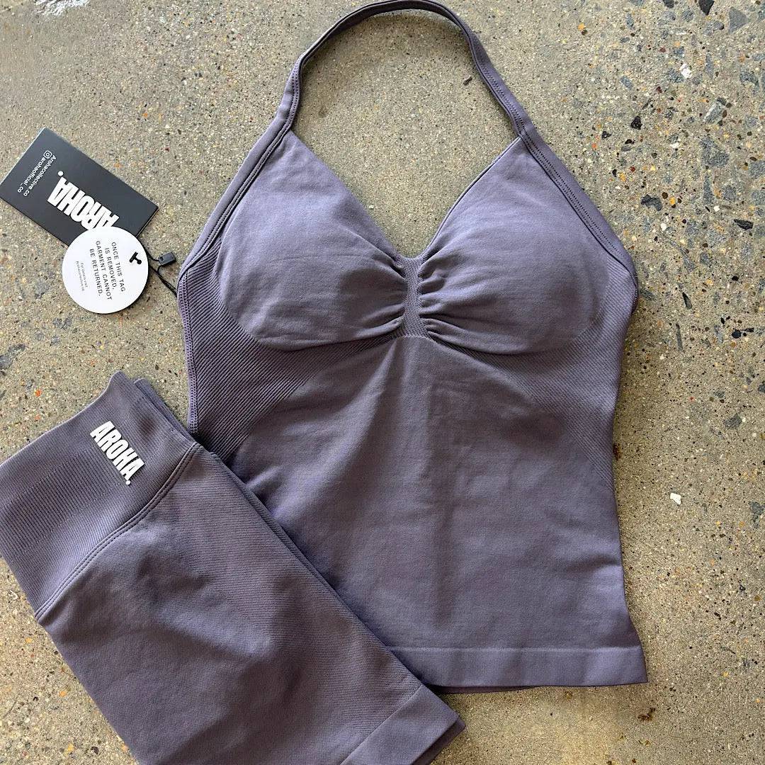 Kaia Longline Singlet - Dark Lavender Grey - AROHA.