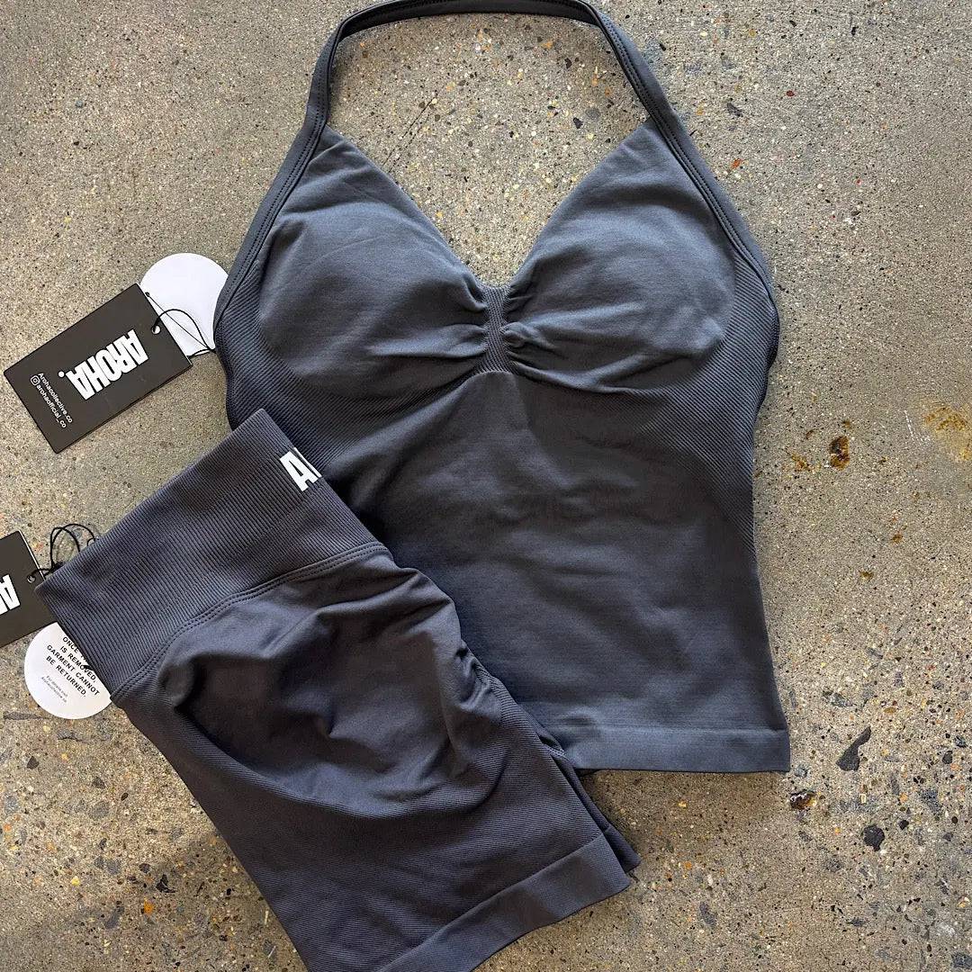 Kaia Longline Singlet - Charcoal - AROHA.