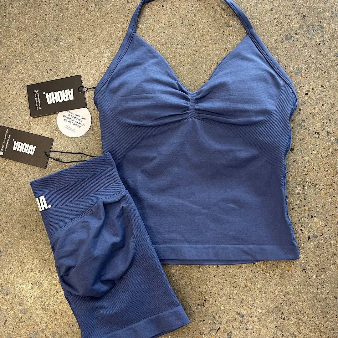 Kaia Longline Singlet - Navy - AROHA.