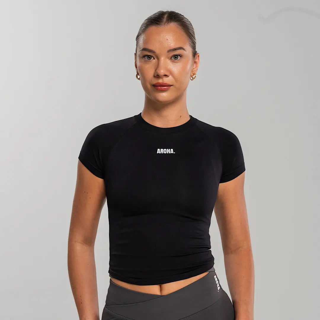 Sleek Baby Tee. - Black AROHA.