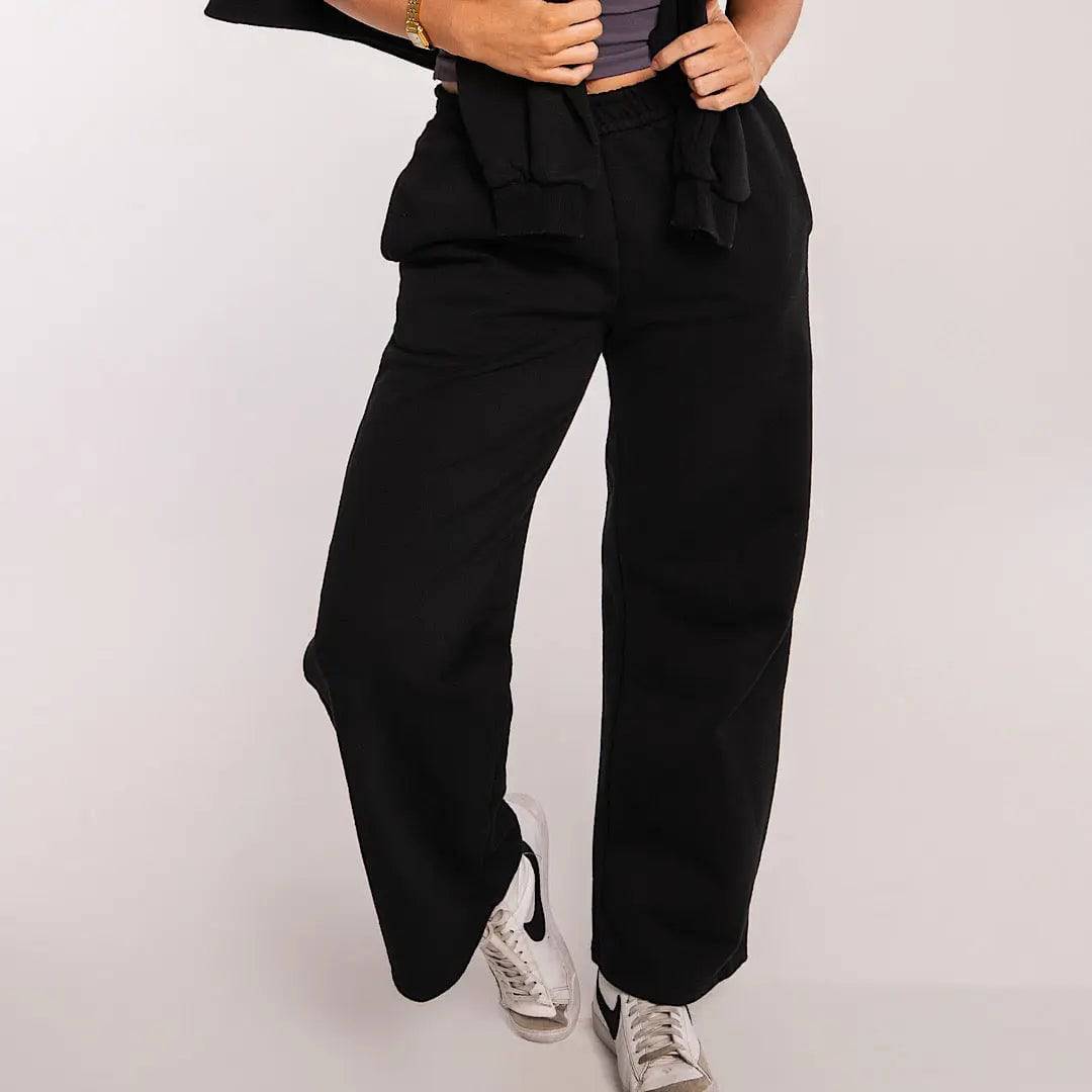 Organic Terry Cotton Pants - Midnight Black AROHA.