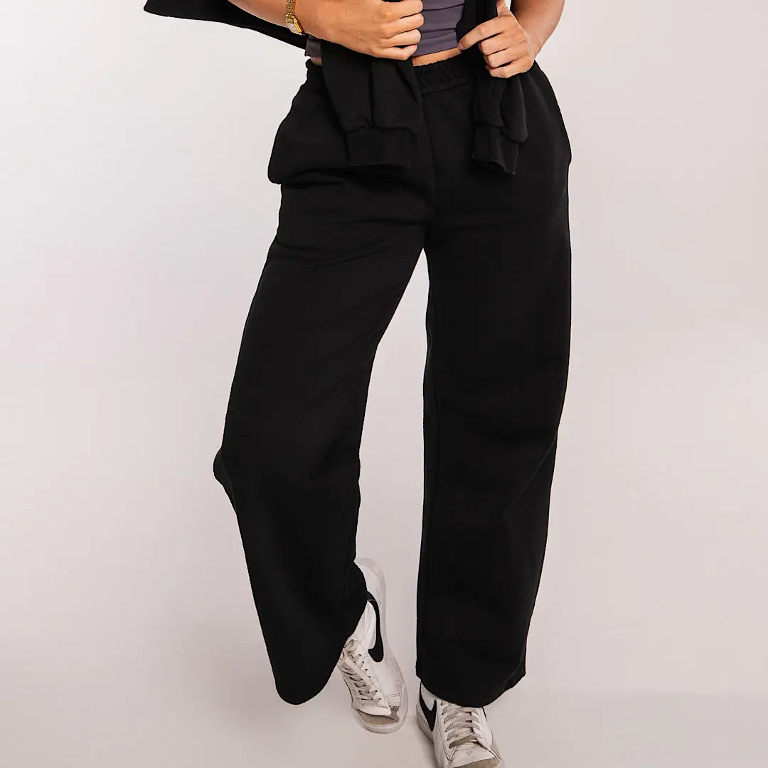 Organic Terry Cotton Pants - Midnight Black AROHA.