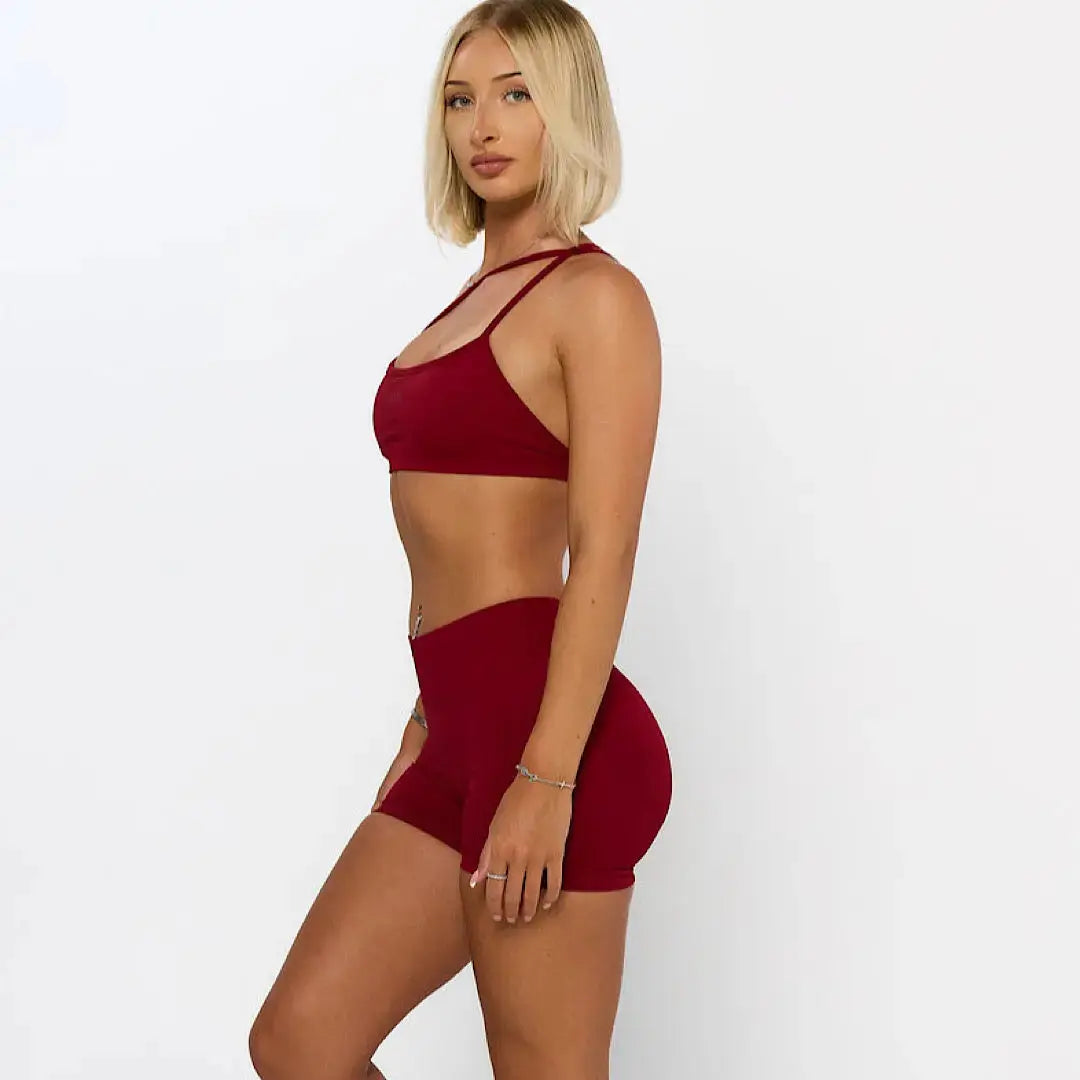 V Back Sierra Shorts - Cherry Red AROHA.