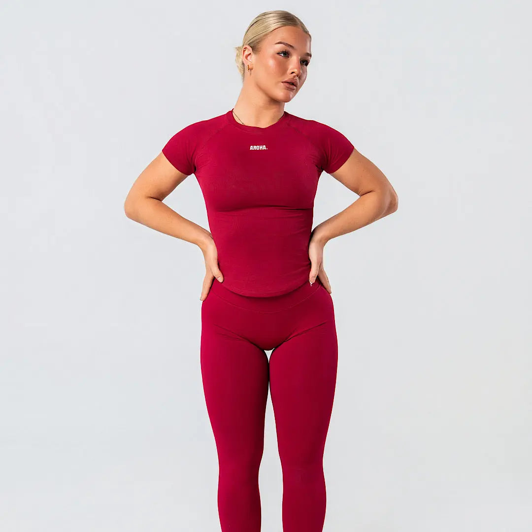 Sleek Baby Tee. - Burgundy AROHA.