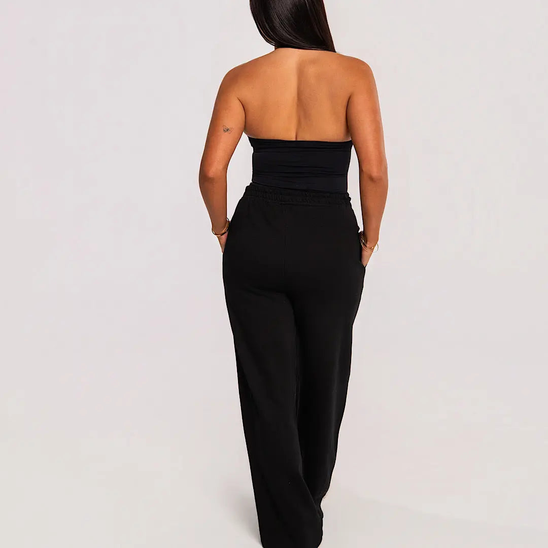 Organic Terry Cotton Pants - Midnight Black AROHA.
