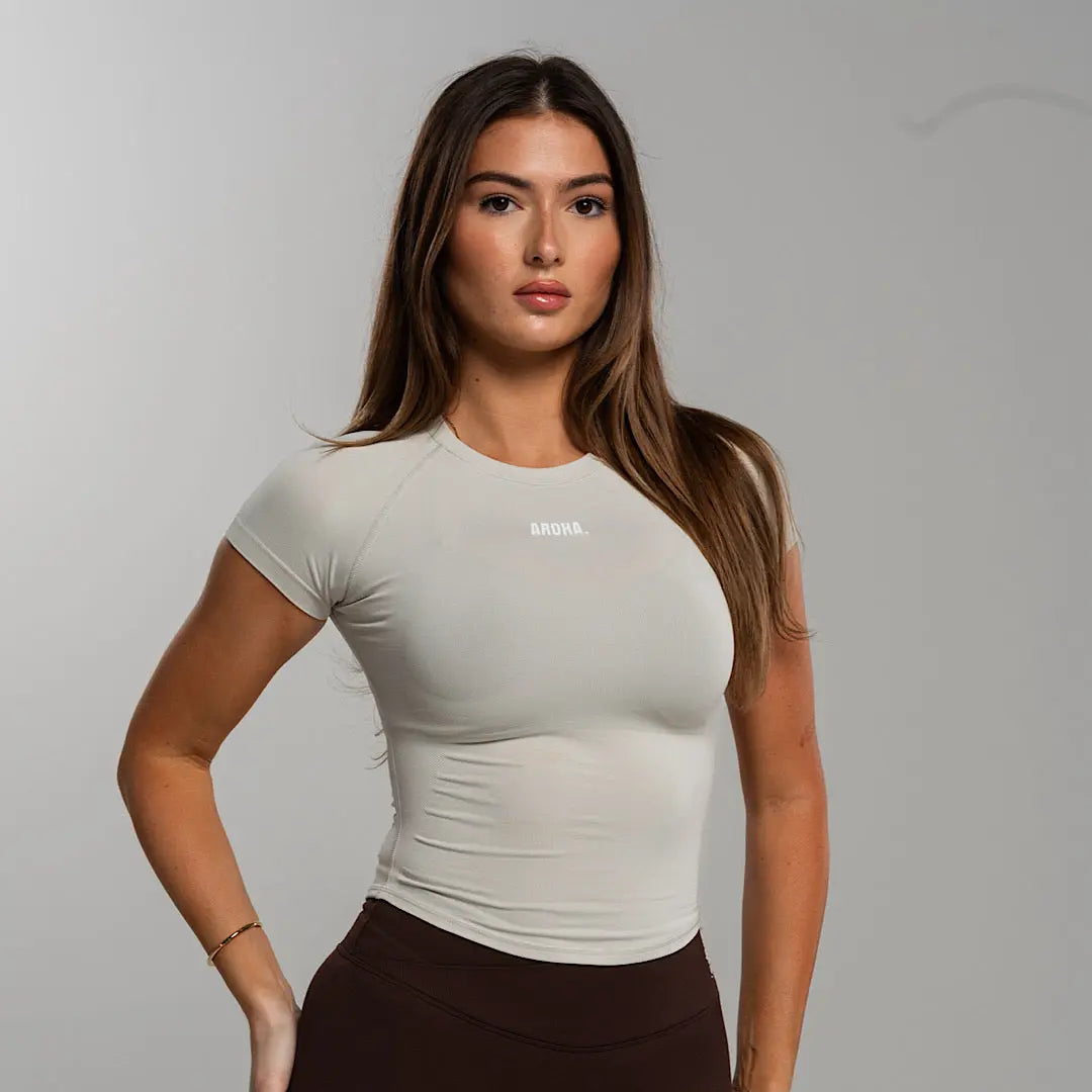 Sleek Baby Tee. - Stone Grey AROHA.