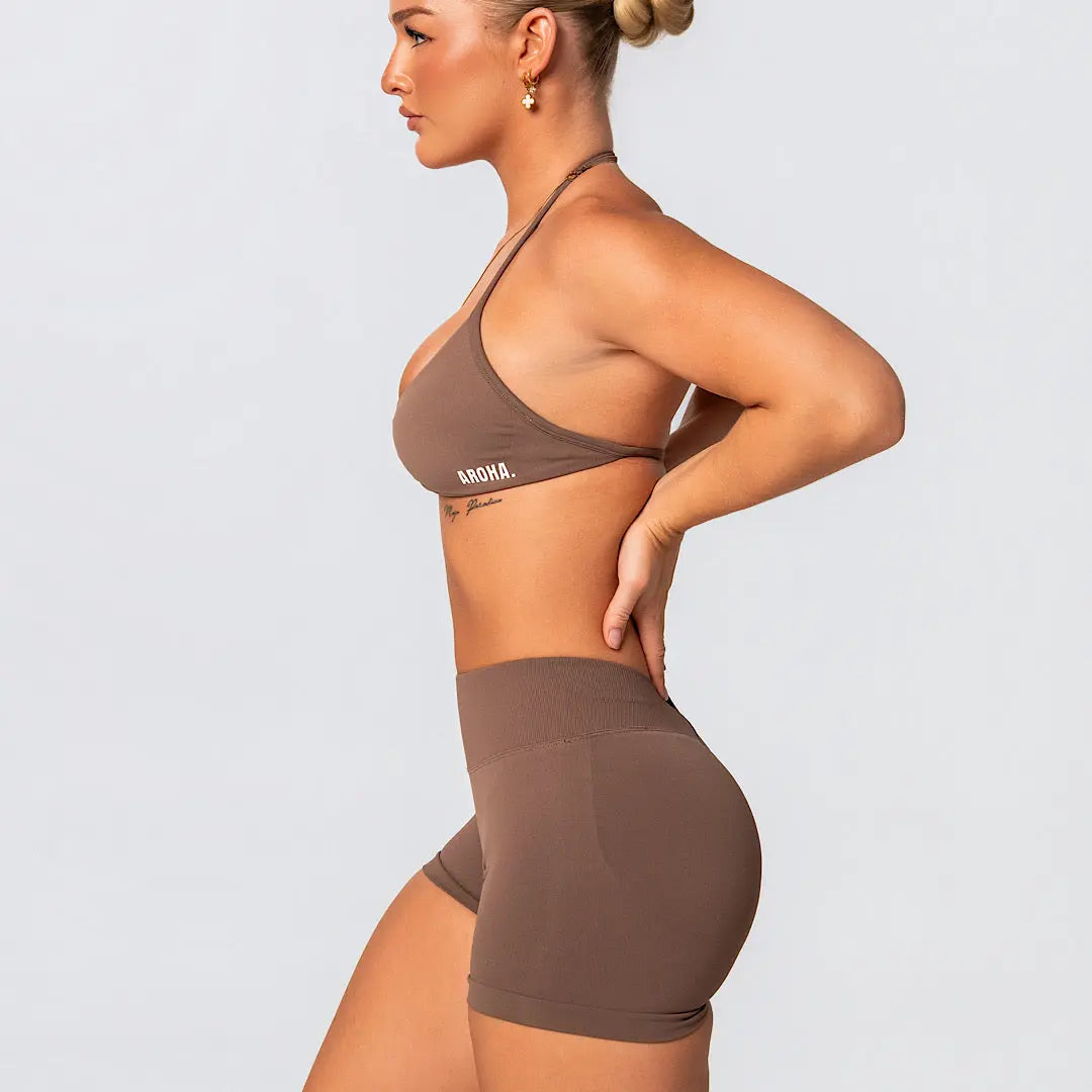 Kaia V Back Scrunch - Mocha - AROHA.