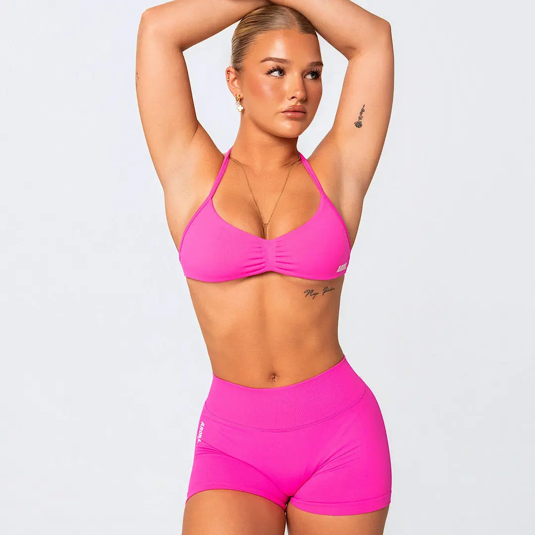 Kaia V Back Scrunch - Neon Pink - AROHA.