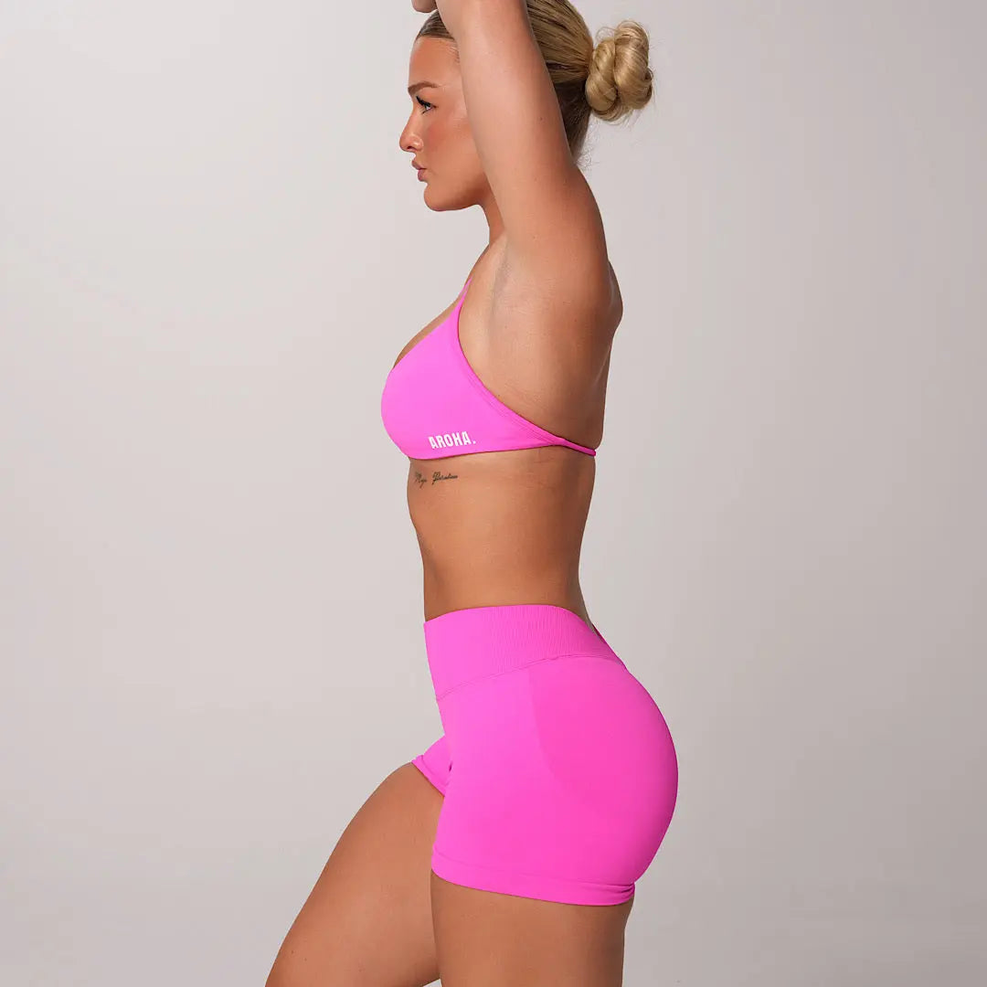 Kaia Micro Crop - Neon Pink - AROHA.