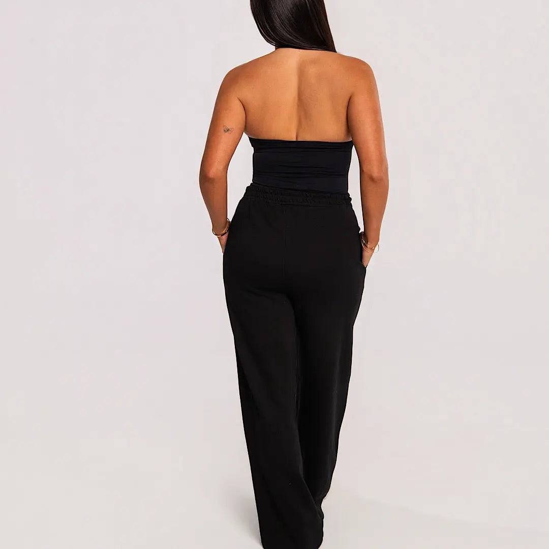 Organic Terry Cotton Pants - Midnight Black AROHA.