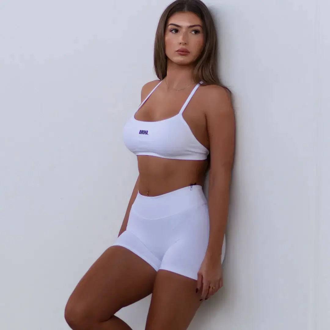 V Back Sierra Shorts - Snow White - AROHA.