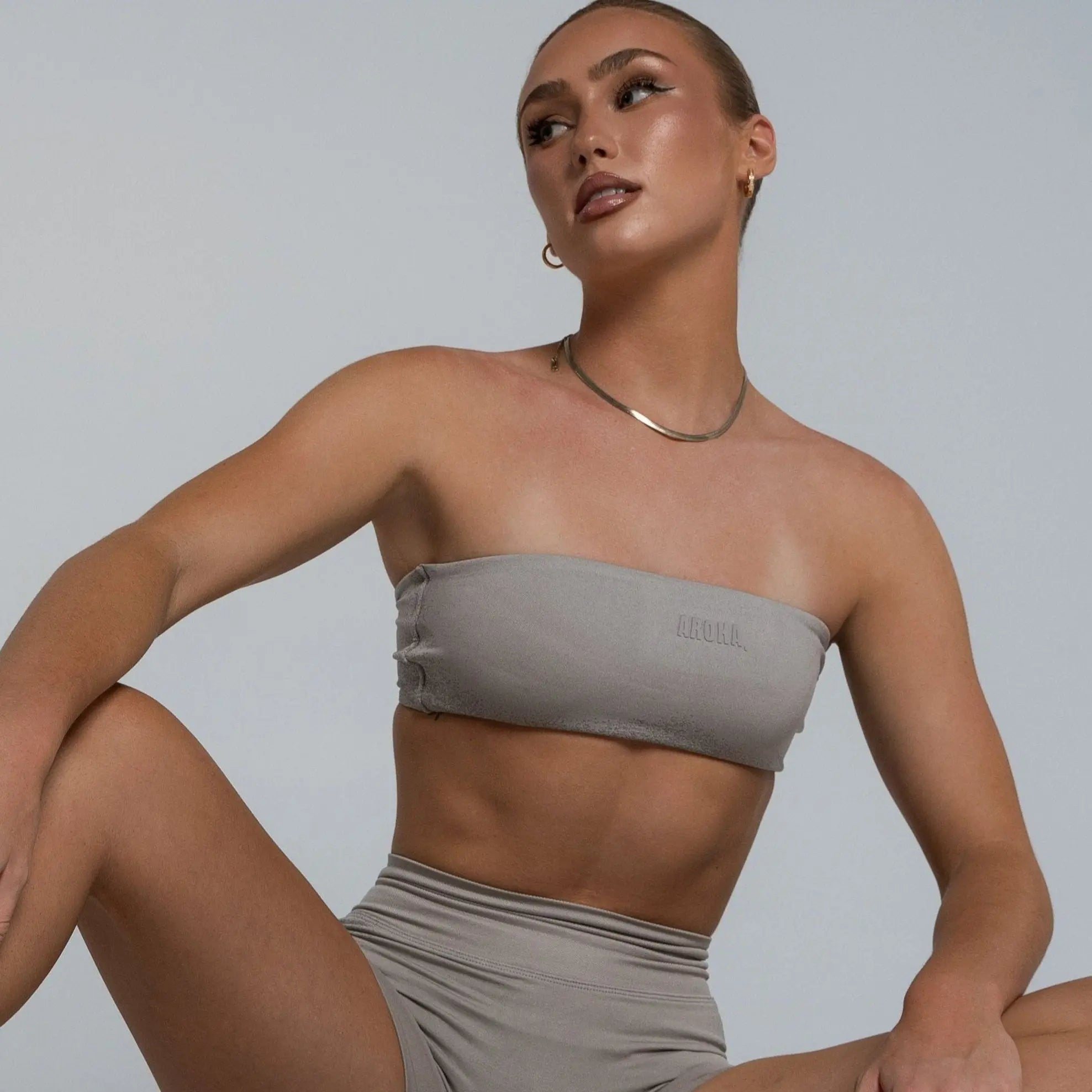 Cross Bandeau - Chalk Grey - AROHA.