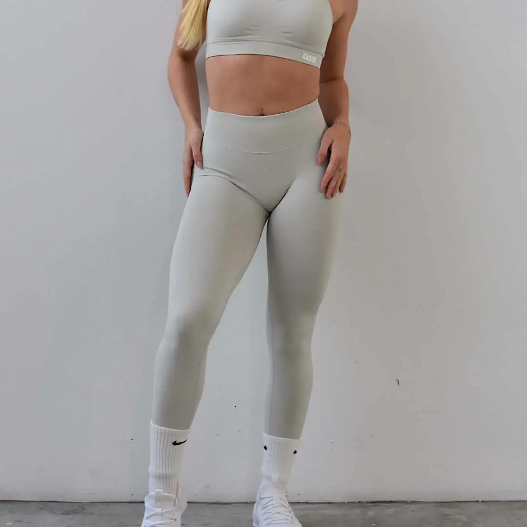Kaia Deluxe BBL Leggings - Stone Grey - AROHA.