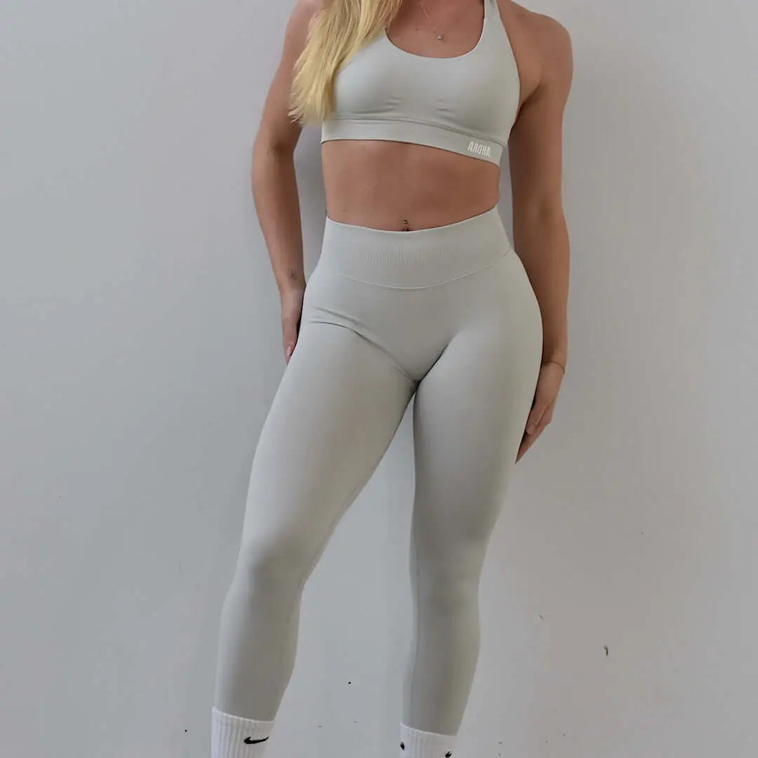 Kaia Deluxe BBL Leggings - Stone Grey - AROHA.