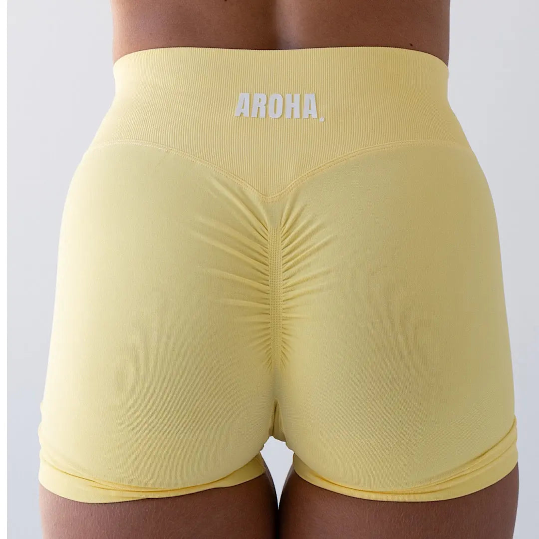 Trinity BBL Shorts - Pastel Yellow - AROHA.