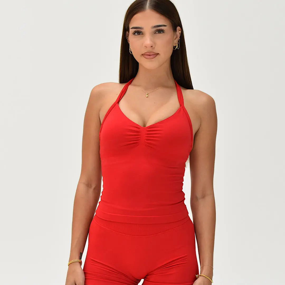 Kaia Longline Singlet - Scarlett - AROHA.