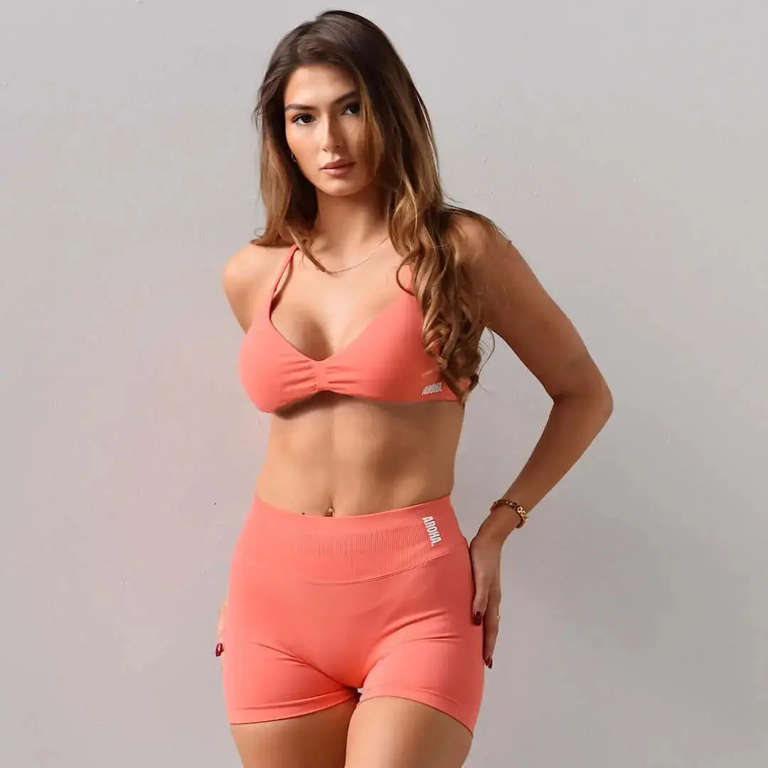 Kaia Micro Crop - Peach Salmon - AROHA.