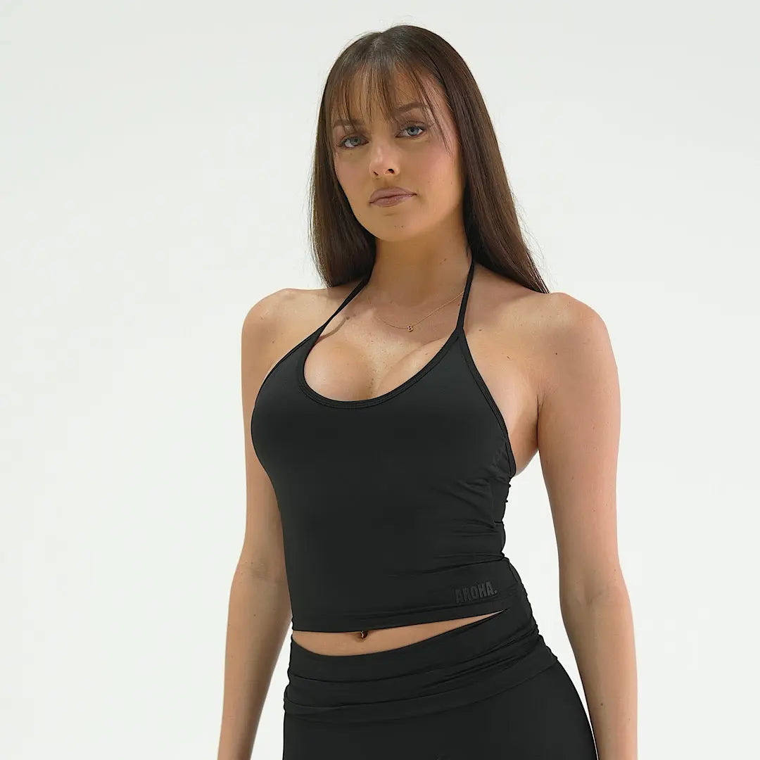 Lesuire Halter Tank - Midnight Black AROHA.
