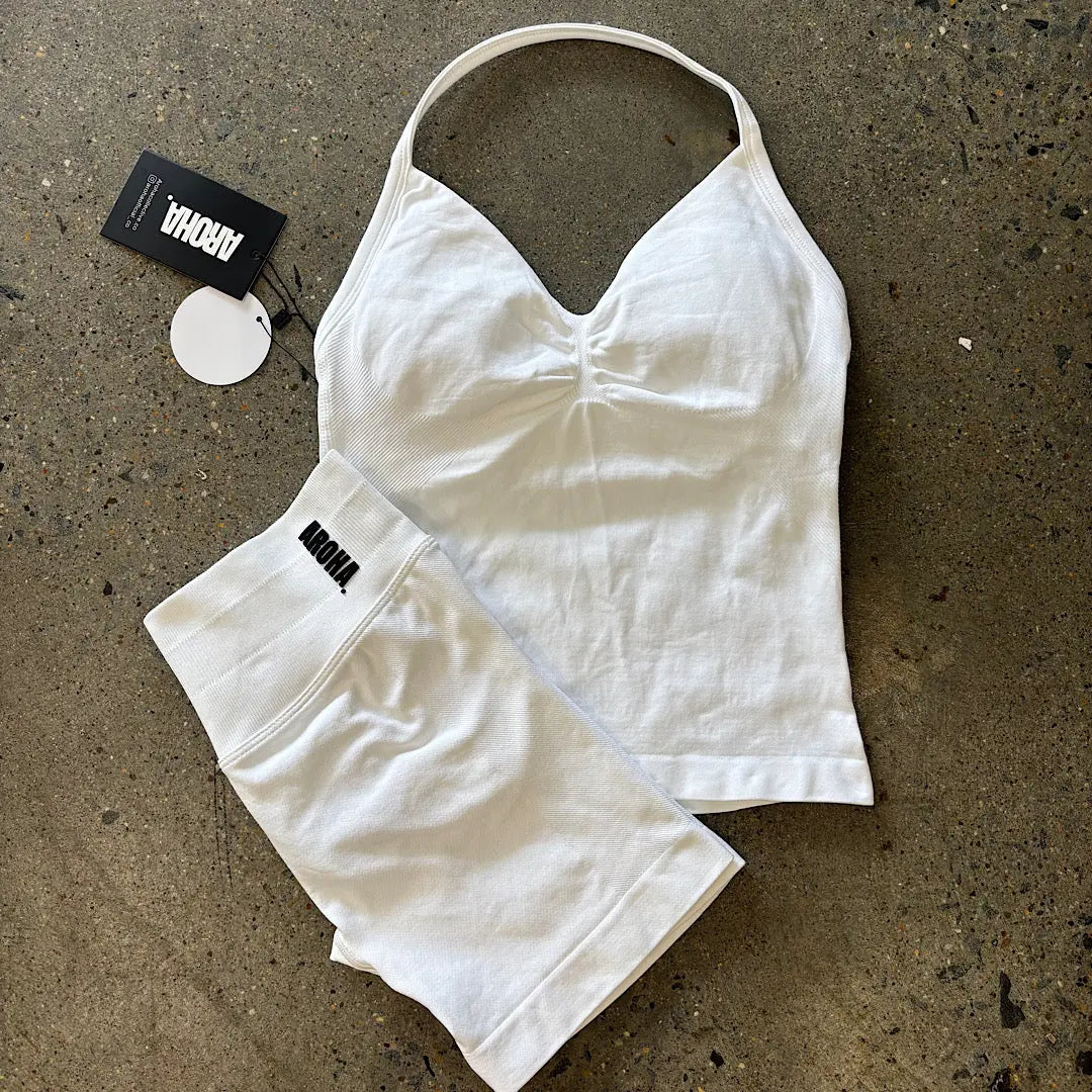 KAIA 2.0 Longline Singlet - Snow White - AROHA.