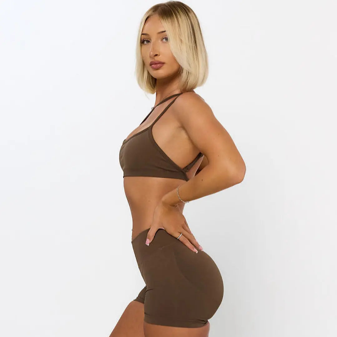 V Back Sierra Shorts- Coffee AROHA.