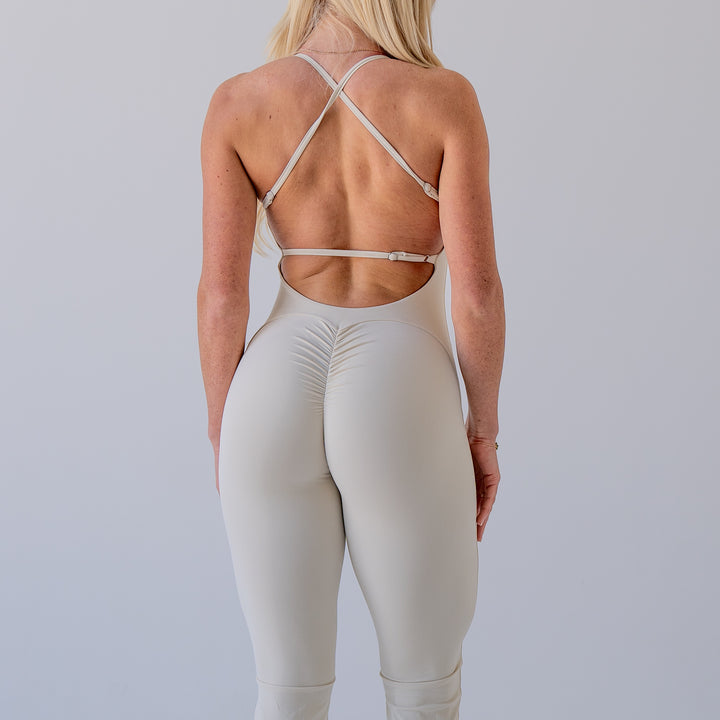 Jayde Flare Jumpsuit- Beige