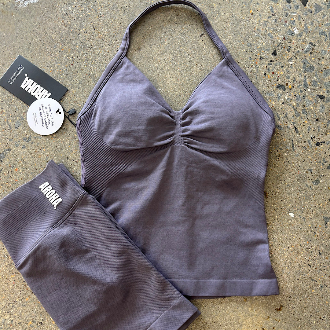 Kaia 2.0 Longline Singlet - Dark Lavender Grey