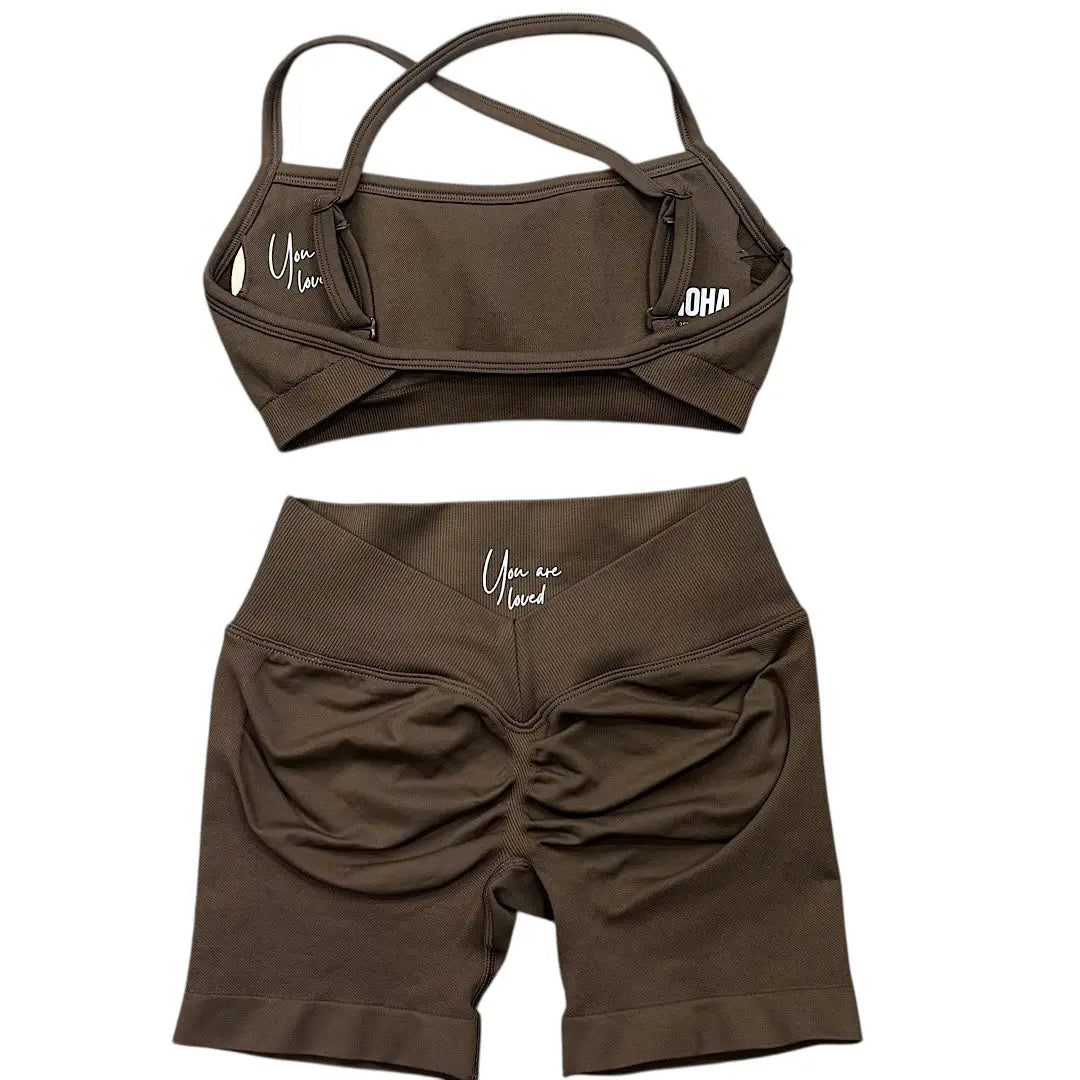V Back Sierra Shorts- Coffee AROHA.