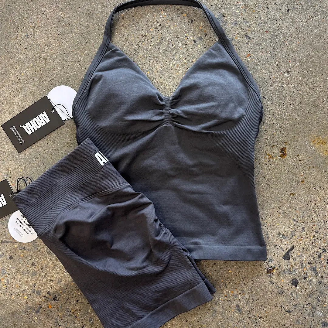 KAIA 2.0 Longline Singlet - Charcoal - AROHA.