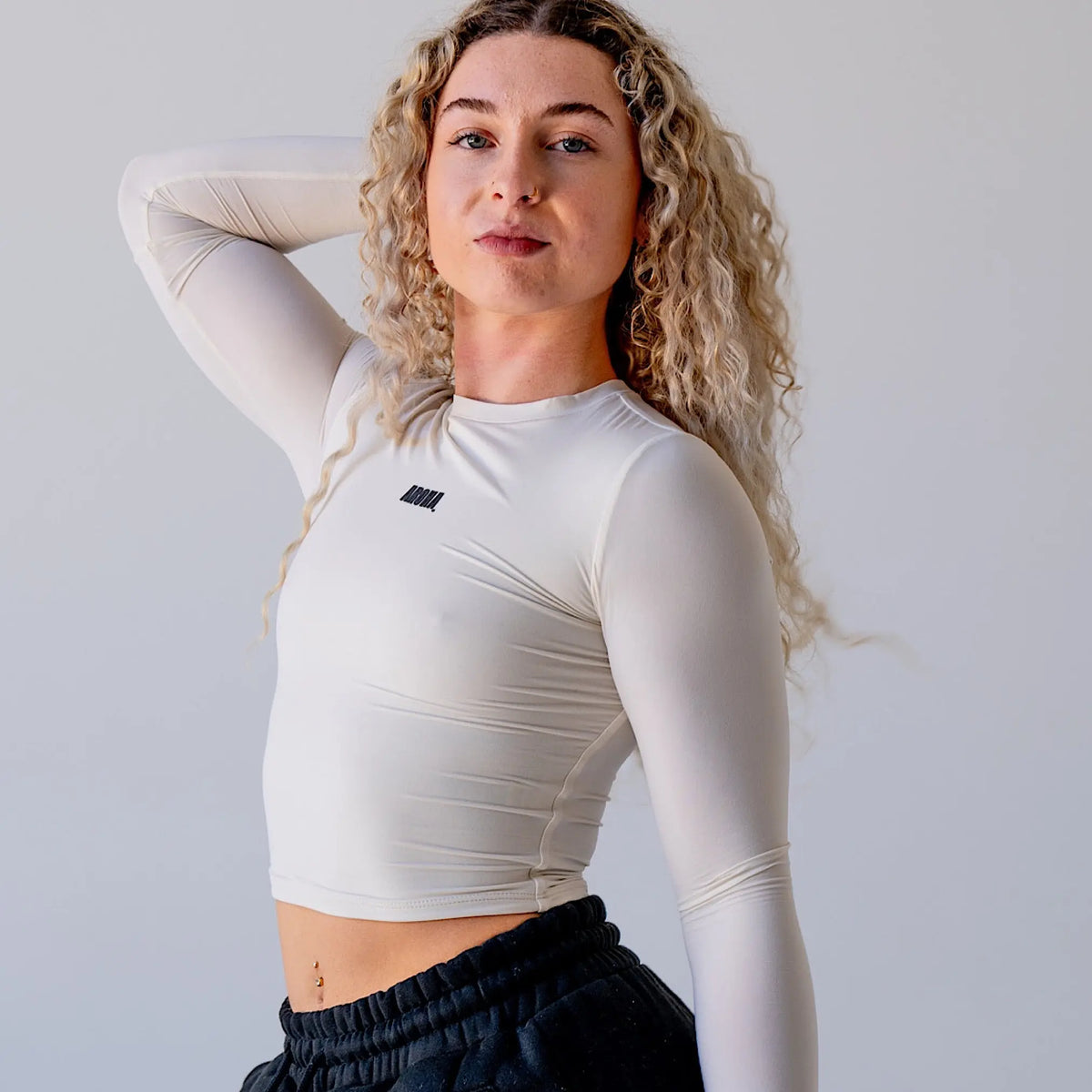 Long Sleeve Tanker Crop - Beige - AROHA.