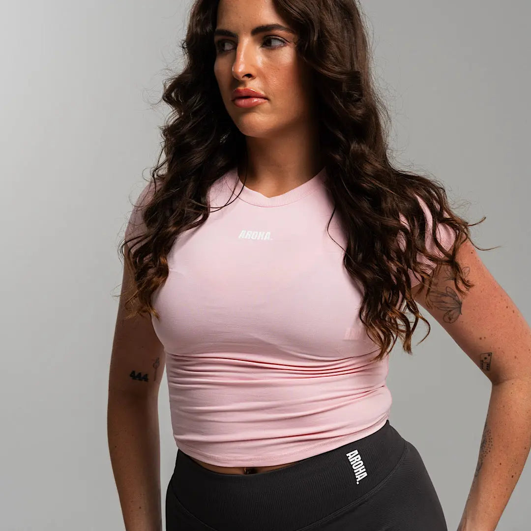 Sleek Baby Tee. - Cherry Blossom AROHA.