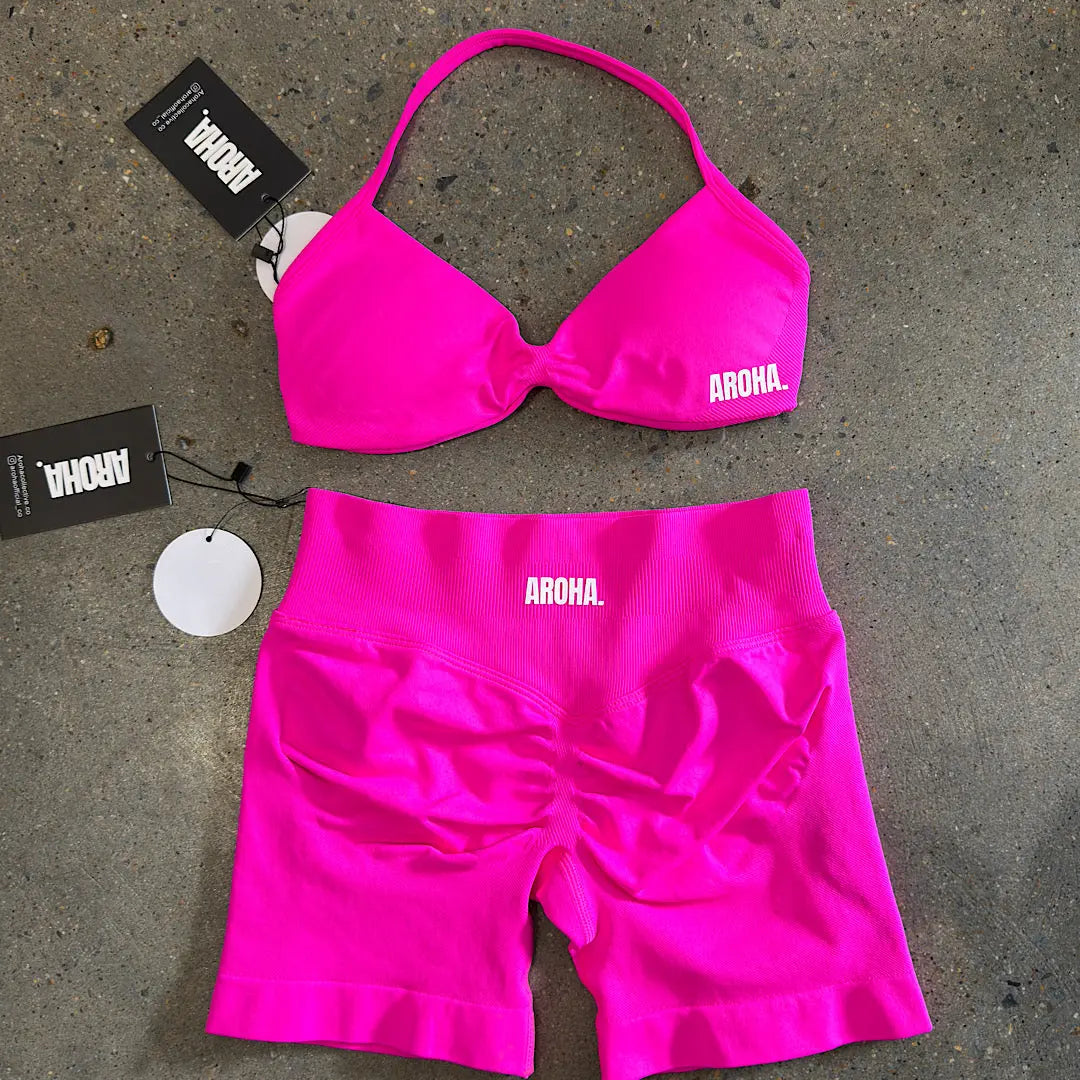 Kaia Micro Crop - Neon Pink AROHA.