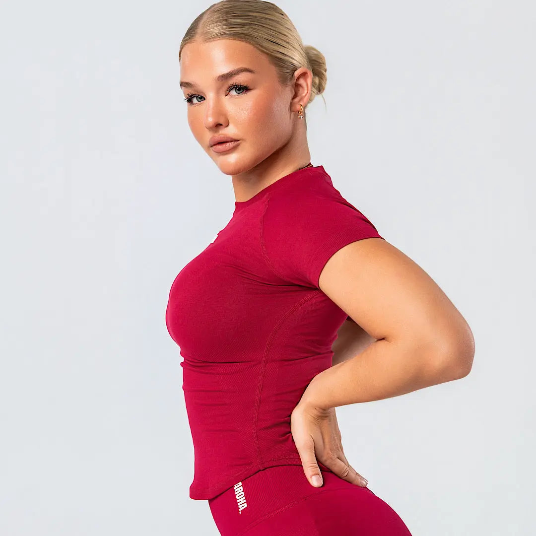 Sleek Baby Tee. - Burgundy AROHA.