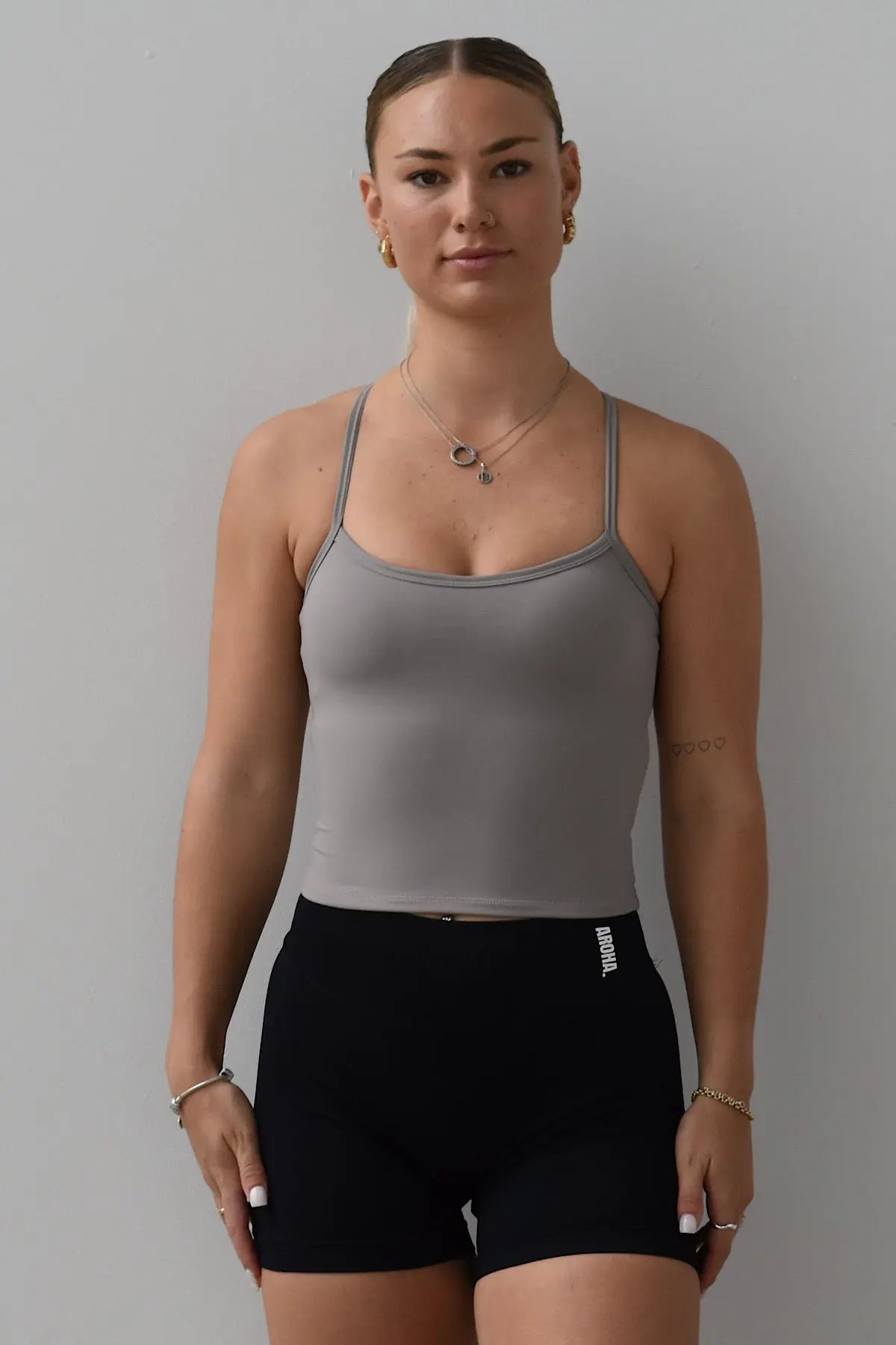 Harper Tank- Stony Grey AROHA.