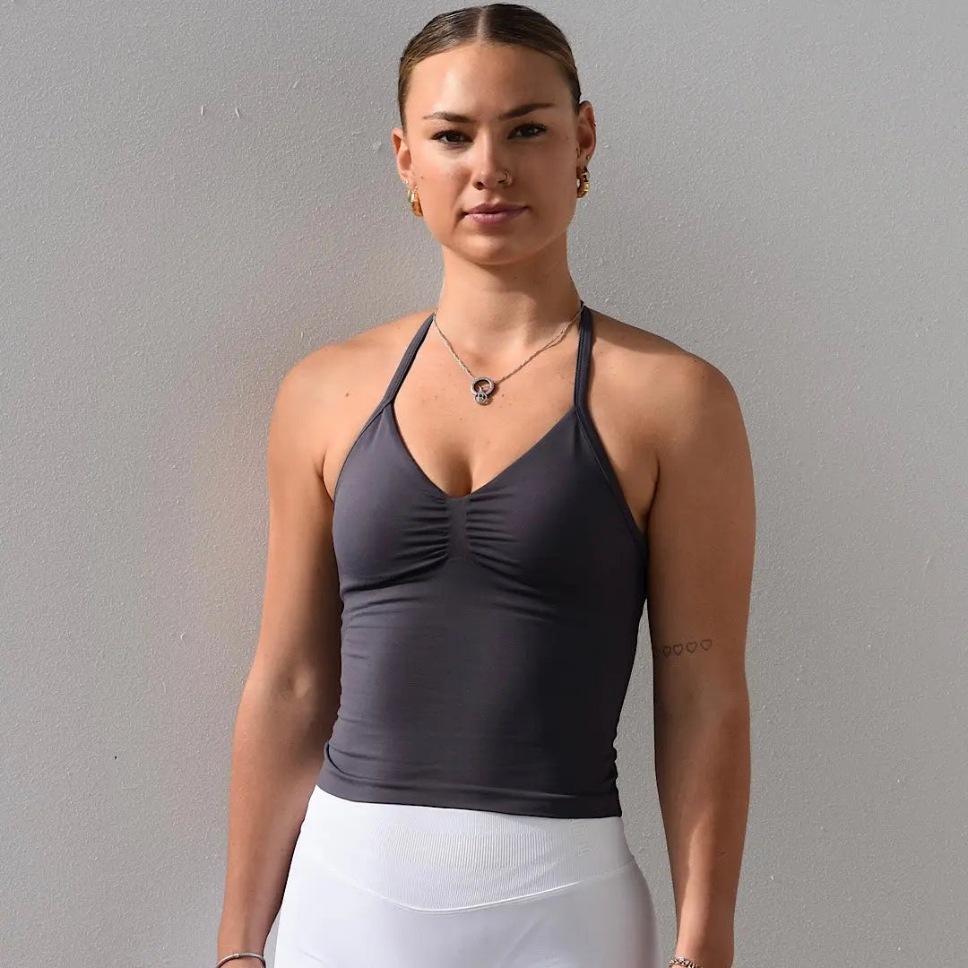 Kaia 2.0 Longline Singlet - Dark Lavender Grey AROHA.
