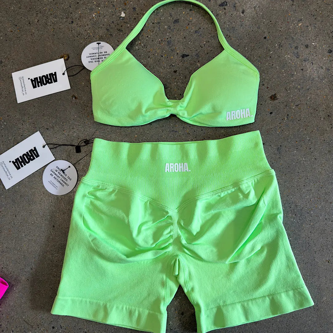 Kaia Micro Crop - Neon Green AROHA.