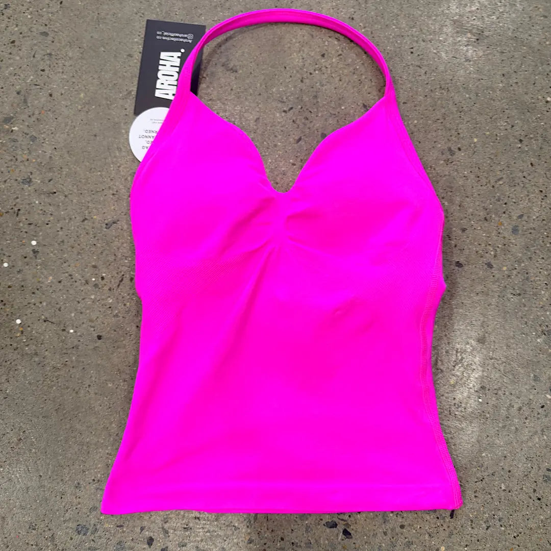 Kaia Longline Singlet - NEON pink AROHA.