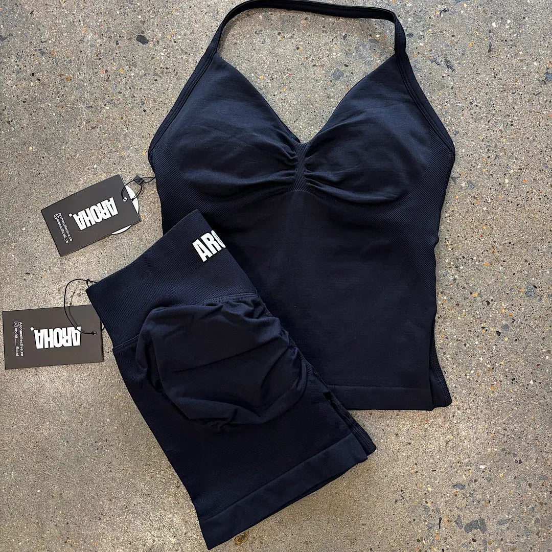 Kaia 2.0 Longline Singlet - Black - AROHA.