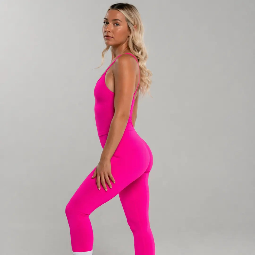Kaia Longline Singlet - NEON pink AROHA.