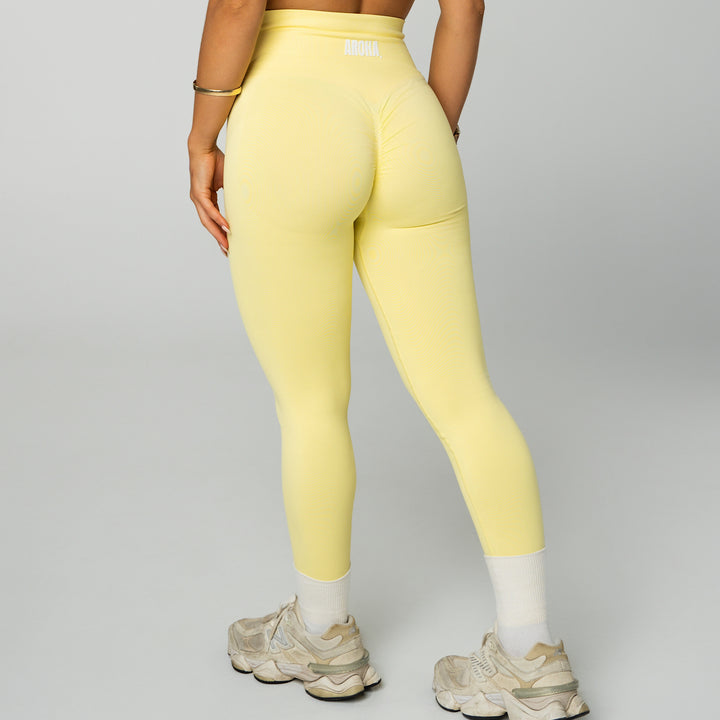 Trinity BBL Leggings - Pastel Yellow - AROHA.