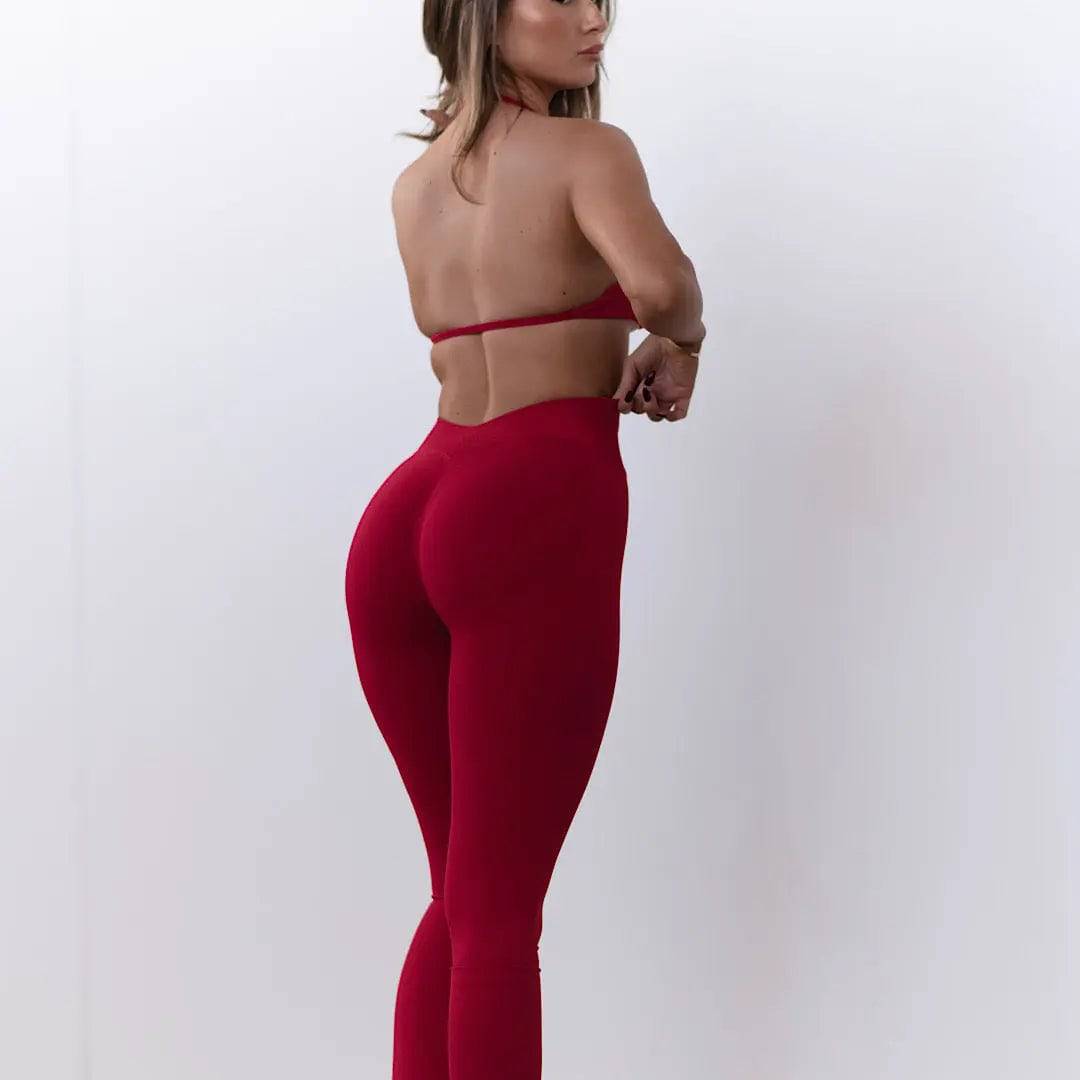 V Back Kaia Leggings - Scarlett - AROHA.